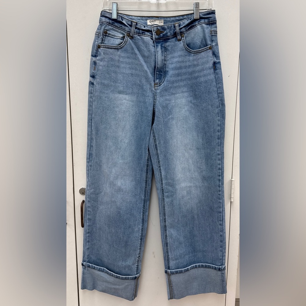 Oat New York Women’s High Rise Wide Leg Cuffed Jeans Size 8/29